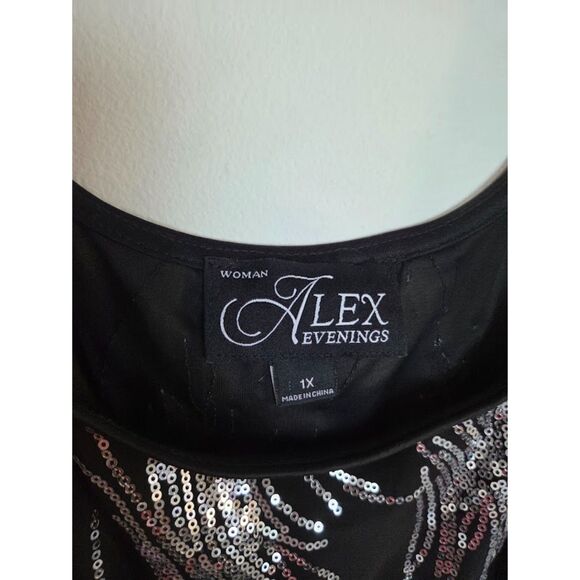 Alex Evenings Black w/Silver Sequins Evening Top/Cardigan Jacket Set size 1X - Picture 4 of 9